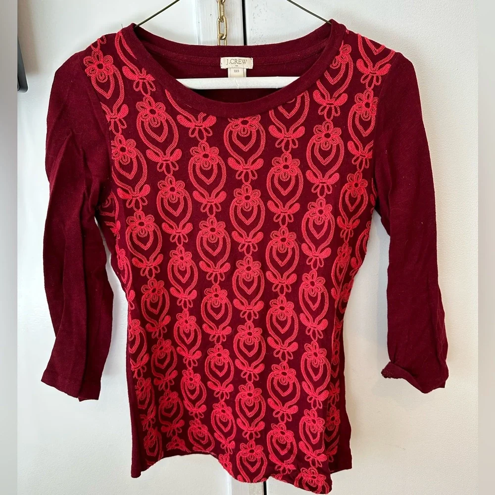 J.Crew Red Lace Decal Shirt